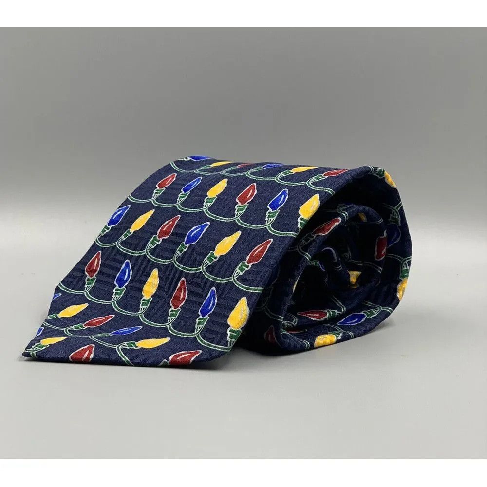 FN CHRISTMAS LIGHTS BULBS Hand Sewn‎ 100% Silk Men Necktie